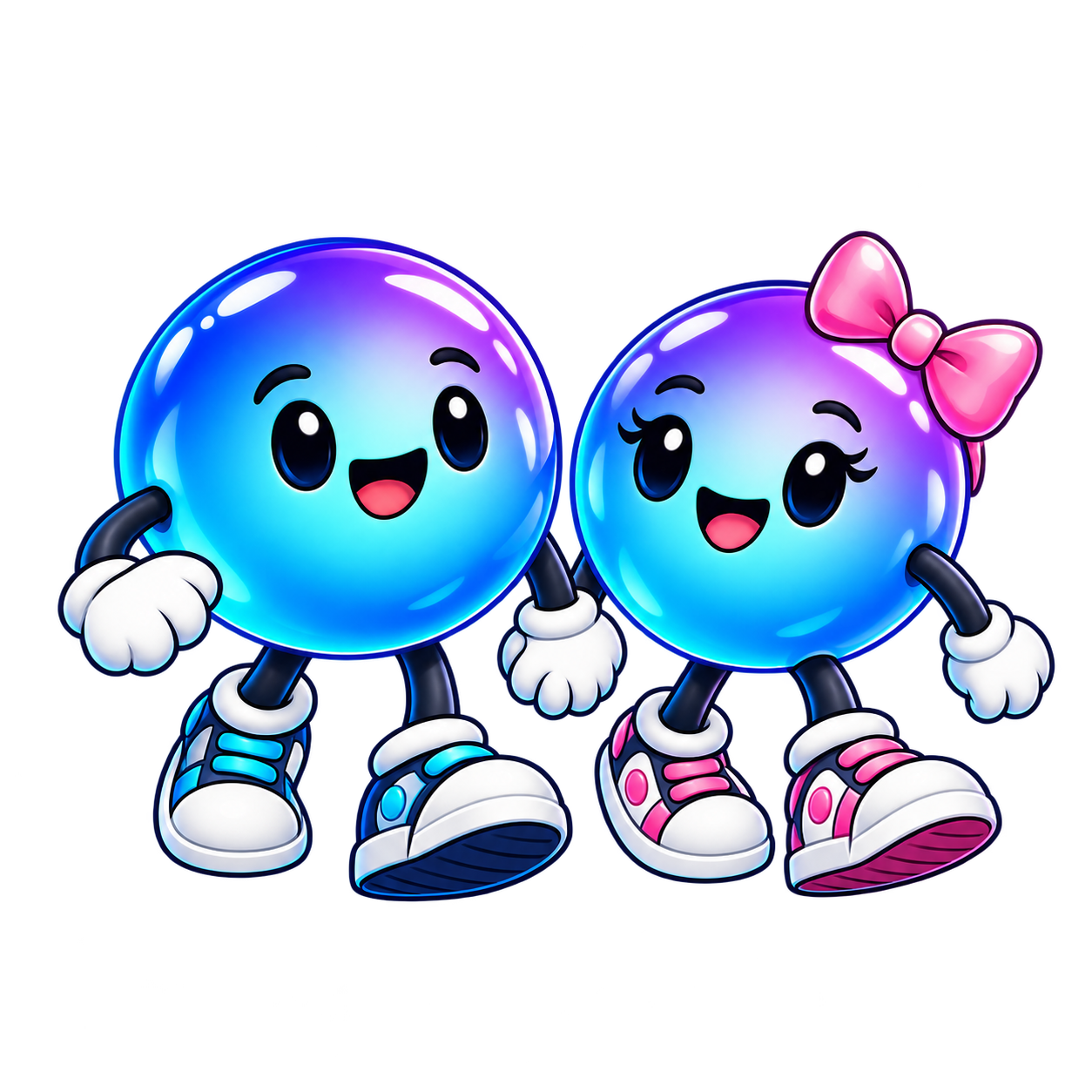 Dos mascotas de Abarco avanzan juntas de la mano